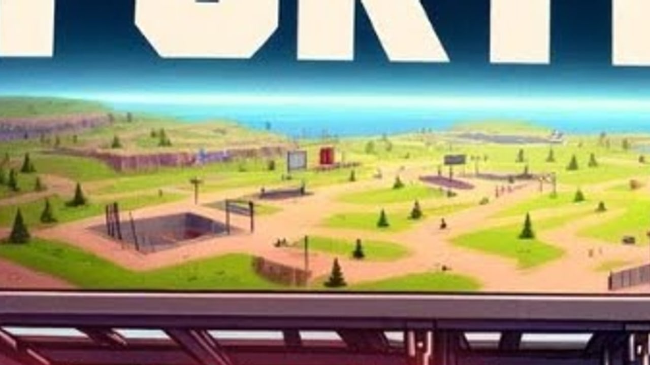 FORTLINE island overview showing the battle royale map from above